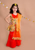 Girls Yellow Floral Printed Pure Cotton Kurti With Sharara With Dupatta